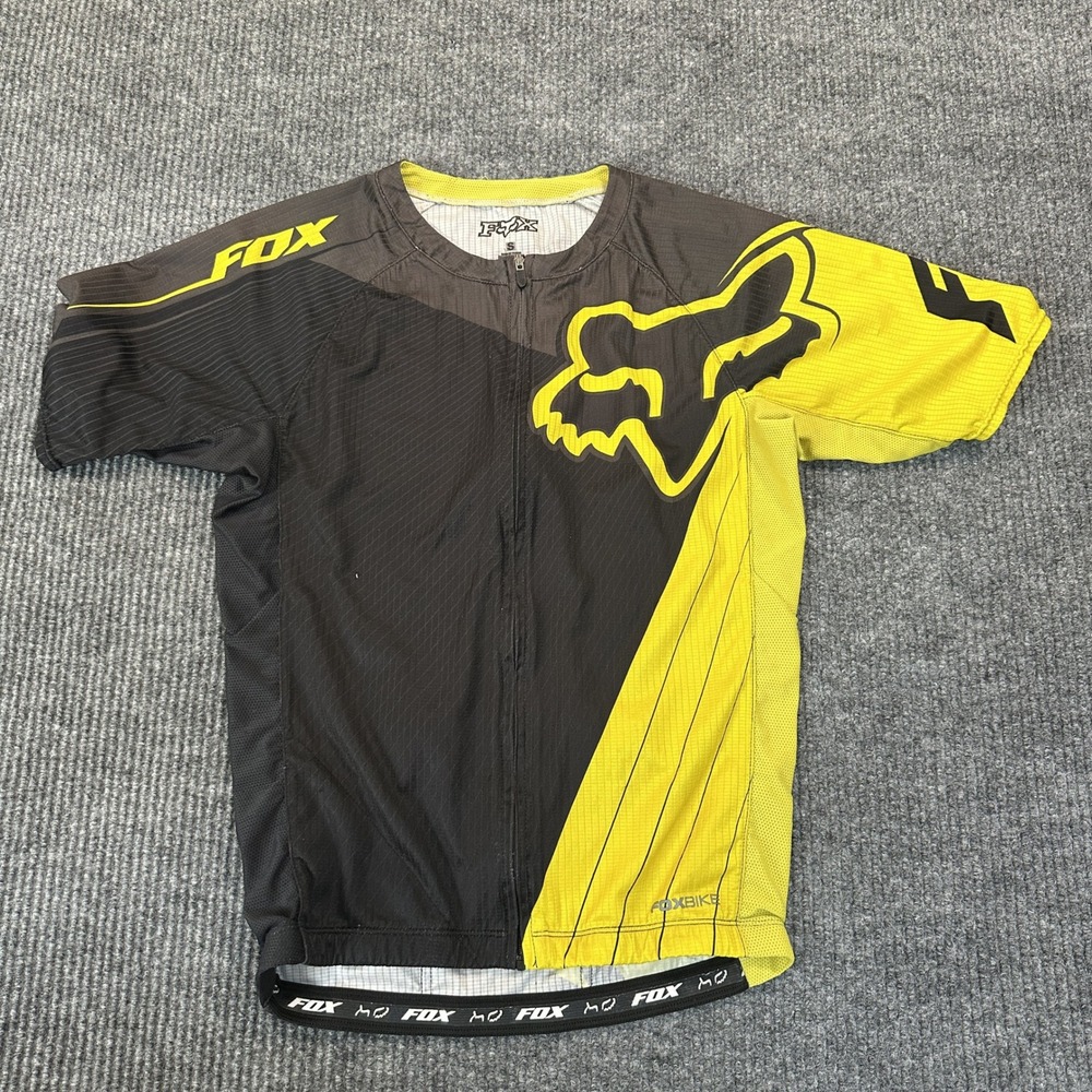 Fox Mens Livewire Cycling Jersey Small Yellow Black Graphic Full Zip MTB